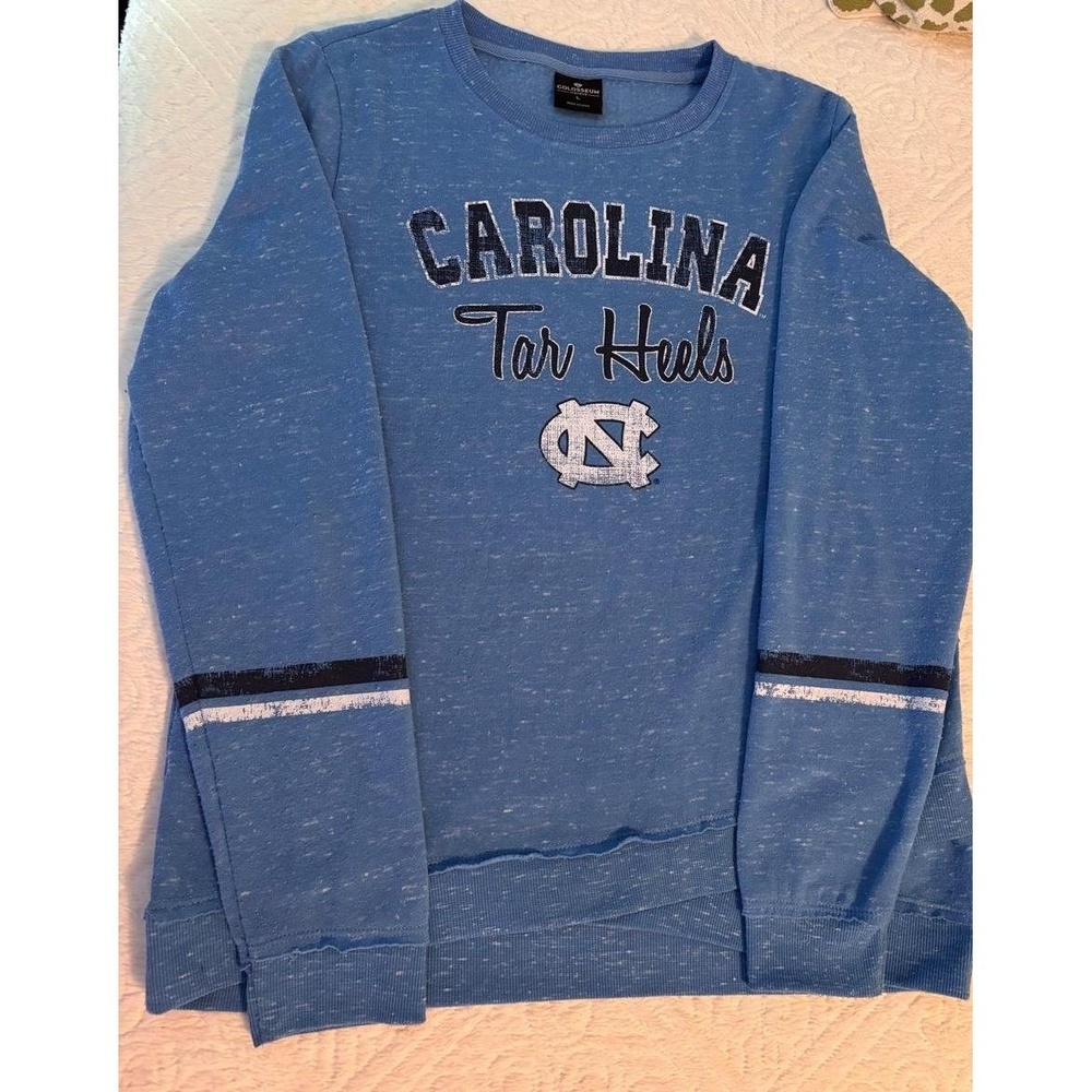 COLOSSEUM Womens Size L Light Blue Carolina Tar Heels NCAA Sweatshirt Raw Hem